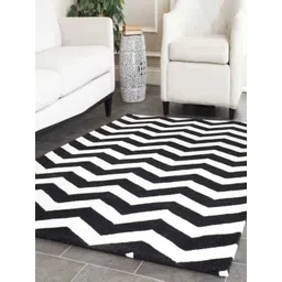 Safiya Carpet Black Geometric Hand-Tufted Woollen Carpets-picture-30