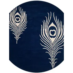 Safiya Carpet Blue & Cream Ethnic Motifs Hand-Tufted Woollen Traditional Carpet-picture-15