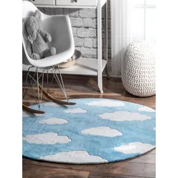 Safiya Carpet Blue & White Abstract Woollen Contemporary Carpet-picture-13