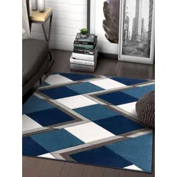 Safiya Carpet Blue & White Geometric Woollen Carpets-picture-37