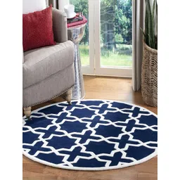 Safiya Carpet Blue & White Geometric Woollen Carpets-picture-31