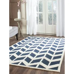 Safiya Carpet Blue Geometric Woollen Carpets-picture-23