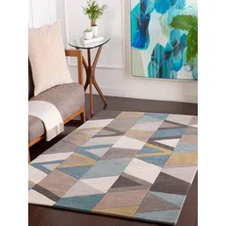 Safiya Carpet Blue Geometric Woollen Carpets-picture-26