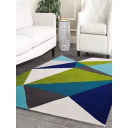 Safiya Carpet Blue Geometric Woollen Carpets-picture-17