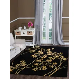 Safiya Carpet Gold-Toned Floral Woollen Carpets-picture-14