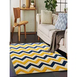 Safiya Carpet Gold-Toned Geometric Hand-Tufted Woollen Carpets-picture-36