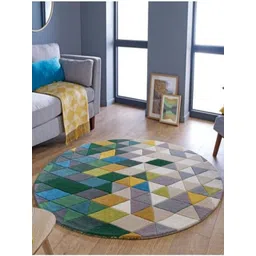 Safiya Carpet Green Geometric Hand-Tufted Woollen Carpets-picture-21