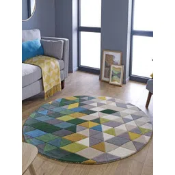 Safiya Carpet Green Geometric Hand-Tufted Woollen Carpets-picture-39