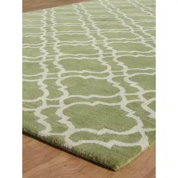 Safiya Carpet Green Geometric Hand-Tufted Woollen Carpets-picture-18