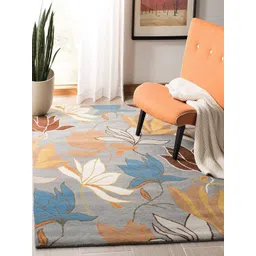 Safiya Carpet Grey Floral Hand-Tufted Woollen Carpets-picture-30