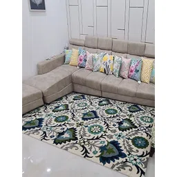 Safiya Carpet Grey Floral Hand-Tufted Woollen Carpets-picture-28