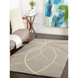 Safiya Carpet Grey Geometric Hand-Tufted Woollen Carpets-image-49