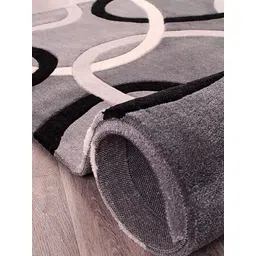 Safiya Carpet Grey Geometric Woollen Carpets image 3