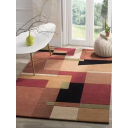 Safiya Carpet Maroon Geometric Woollen Carpets-picture-13