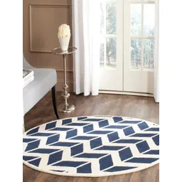 Safiya Carpet Navy Blue Geometric Hand-Tufted Woollen Carpets-picture-14