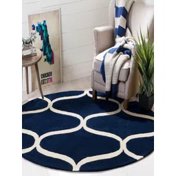 Safiya Carpet Navy Blue Geometric Hand-Tufted Woollen Carpets-picture-39