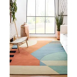 Safiya Carpet Orange Abstract Hand-Tufted Woollen Carpets-picture-28