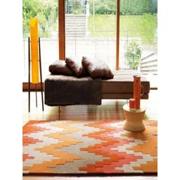 Safiya Carpet Orange & Beige Geometric Printed Hand-Tufted Rectangle Shaped Woollen Carpet-picture-17