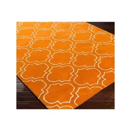 Safiya Carpet Orange & White Geometric Woollen Carpet-picture-15