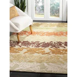 Safiya Carpet Orange Floral Hand-Tufted Woollen Carpets-picture-27