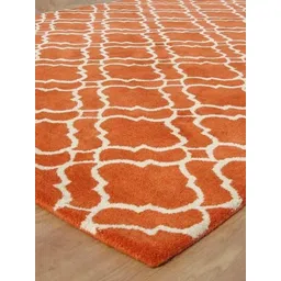 Safiya Carpet Orange Geometric Hand-Tufted Woollen Carpets-picture-23