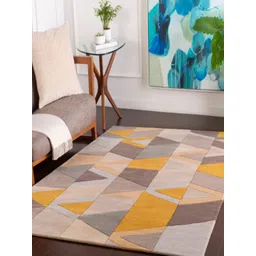 Safiya Carpet Orange Geometric Hand-Tufted Woollen Carpets-picture-11