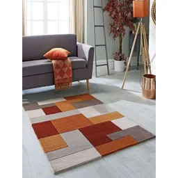 Safiya Carpet Orange Geometric Woollen Carpets-picture-22