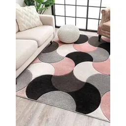 Safiya Carpet Pink & Black Geometric Hand-Tufted Woollen Contemporary Carpet-picture-25