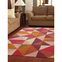 Safiya Carpet Pink Geometric Woollen Carpets-picture-12
