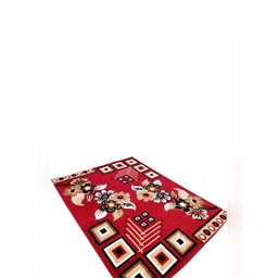 Safiya Carpet Red & Beige Floral Printed Water Resistant Carpets-picture-36