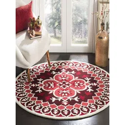 Safiya Carpet Red & White Ethnic Motifs Woollen Carpet-picture-34