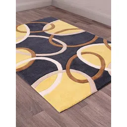 Safiya Carpet Yellow Geometric Hand-Tufted Woollen Carpets-picture-12