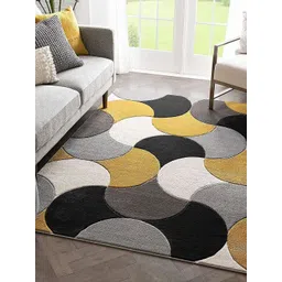 Safiya Carpet Yellow Geometric Hand-Tufted Woollen Carpets-picture-39