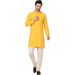 sagiloom hustle in every thread SAGILoom Men's Traditional Kurta Pyjama Set | Embroidered Cotton Blend | Long Sleeve & Mandarin Collar | Fully Comfartble & Fashionable | Reguler Fit with Color Yellow-picture-29