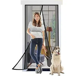 Sahaj Enterprise Magic Mesh Magnetic Mosquito Screen Door Net Curtain with Magnets Reinforced Polyester Mesh Curtain Back Door Mesh with Full Frame Hook & Loop (Pack of 2)-image-8