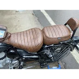 Sahara Seats All New Classic 350/ Be Reborn Classic Stripes Seat Cover Leather Finish Water Resistant (Dual Tone Brown)-picture-28