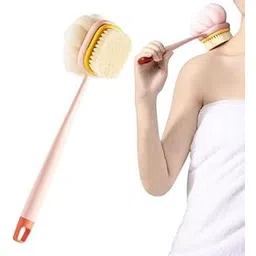 Sahelistyle - Apni Saheli, Apni Style Bath Brush Round Handle Shower Body Plastic Brush with Bristles and Loofah, Back Scrubber Bath Mesh Sponge with Curved Long Handle for Men and Women (Pack of 1)-picture-11