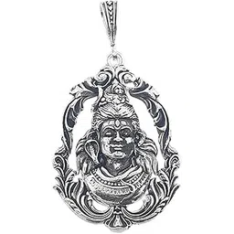 sahiba gems 925 Sterling Silver/Pure Chandi Lord Shiva Shiv ji Bholenath Pendant Locket for Everyone (Shiva) ~ Round Shape Locket-picture-22