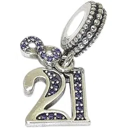 sahiba gems Charm 21 Birthday Charm with Sparking Crystal in 925 Sterling Silver Fits For Bracelets/Anklets/Chains-picture-33