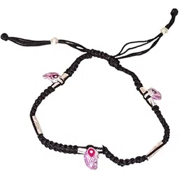 sahiba gems Silver Hanging Charm Stone Bead Black Thread Anklet (Payal) Black Thread and Silver Beads, Adjustable Nazariya Thread Anklet-picture-37