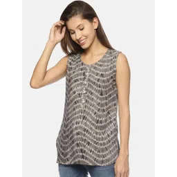 SAHORA Women Grey Printed Tie & Dye Top-picture-26