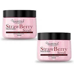 SAHSTRA Strawberry Face & Body Scrub with Hyaluronic Acid and Multiberry Honey, Gentle Exfoliator, 100g, Pack of 2-picture-46
