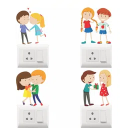 Sai Designs 4-Pcs Red & Beige Printed Self-Adhesive Wall Stickers-picture-19