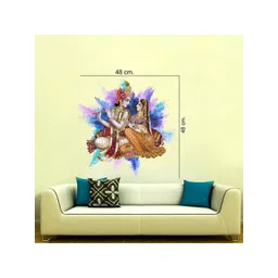Sai Designs Beige & Grey Radha Krishna Printed Self-Adhesive Wall Stickers-picture-17