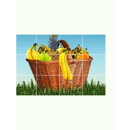 Sai Designs Brown & Yellow Fresh Fruits Basket Kitchen Wall Sticker-picture-18