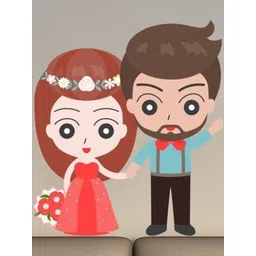 Sai Designs Red & Blue Cute Little Couple Wall Sticker-picture-24