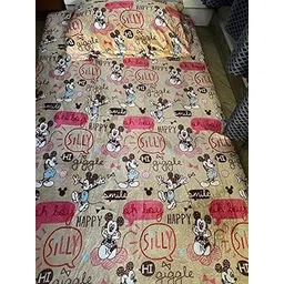 SAI-Enterprises Kids Kindergarten Cartoon Woolen bedsheet for Single Bed (1+1) with Pillow Cover Combo in Gift Packing. (Beige Teddy)-picture-18