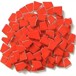 Sai Mosaic Art Bold Collection Scarlet Red Irregular Trapezoid Glass Tiles - 150 Grams, 3.5mm Thickness, 95 to 100 Pcs-picture-12