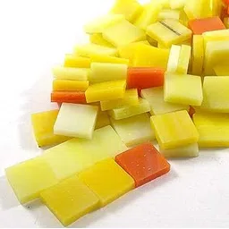 Sai Mosaic Art Stain Glass Mosaic Pcs, Orange Yellow Assortment 10x10mm, 100Gm Pack, 145-150 Pcs-picture-10