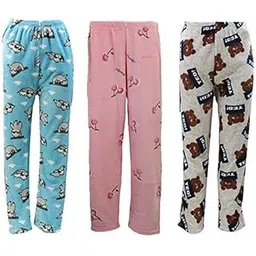 saigon Women woolen soft fleece Printed Pyjama Night Dress Lounge Wear Printed Pyjama for Women and Girls for winterwear-(Pack of 3)-picture-50